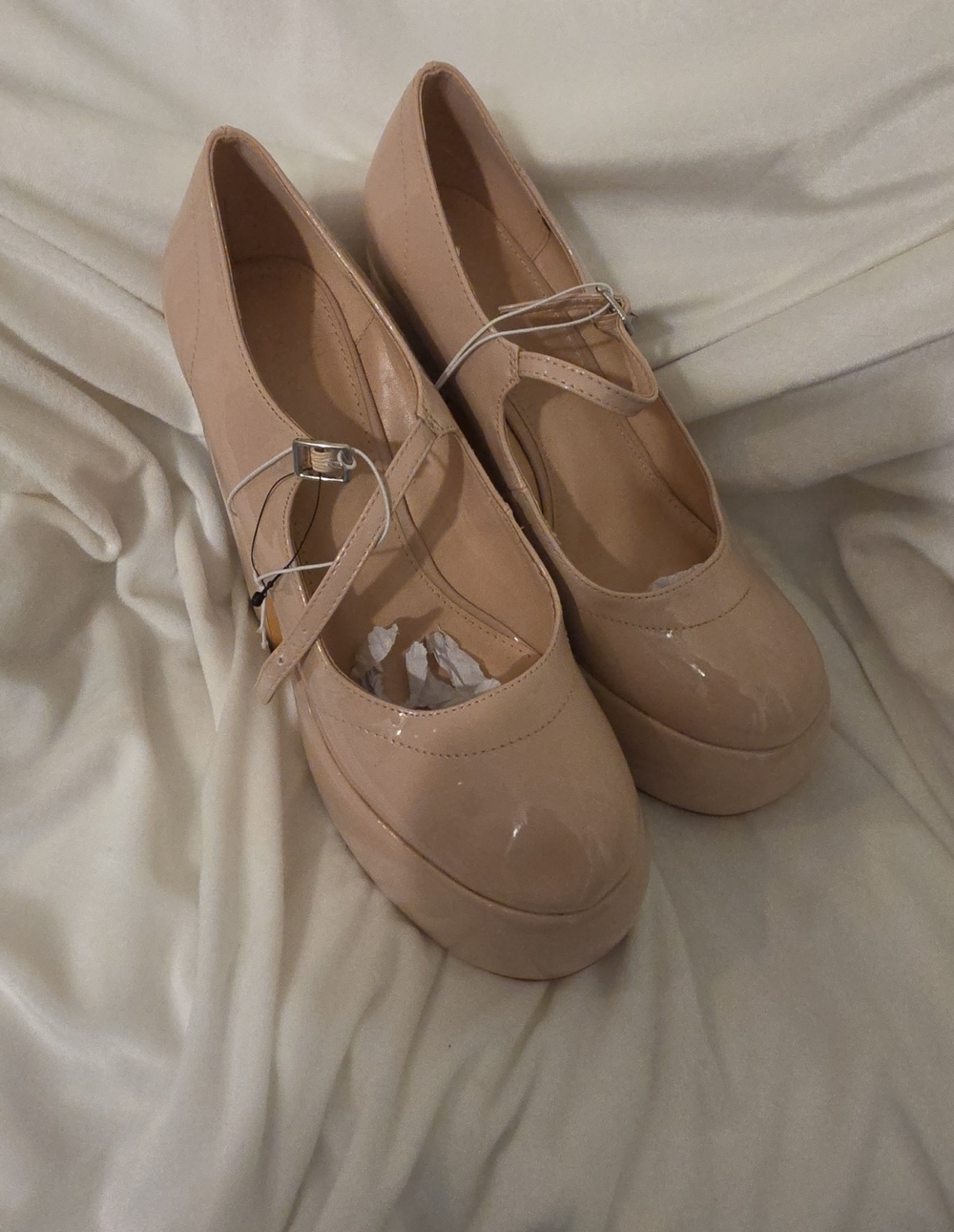 Forever 21 Blush Patent Mary Jane Platform Pumps